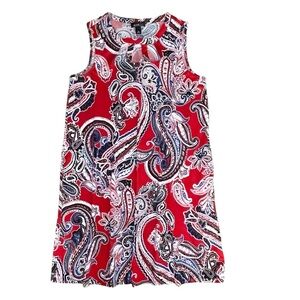 Alyx Dress Womens Medium Red White Blue Paisley Sleeveless Pockets 4th of July
